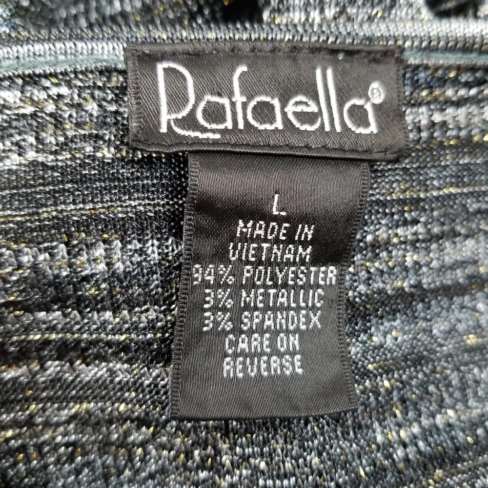 Rafaella‎ Top Women's Large L Black Silver Metallic Shimmer Long Sleeve Stretch